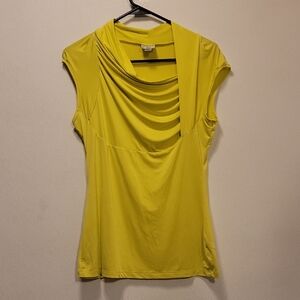 Worthington Neon Yellow Draped Neck Blouse
